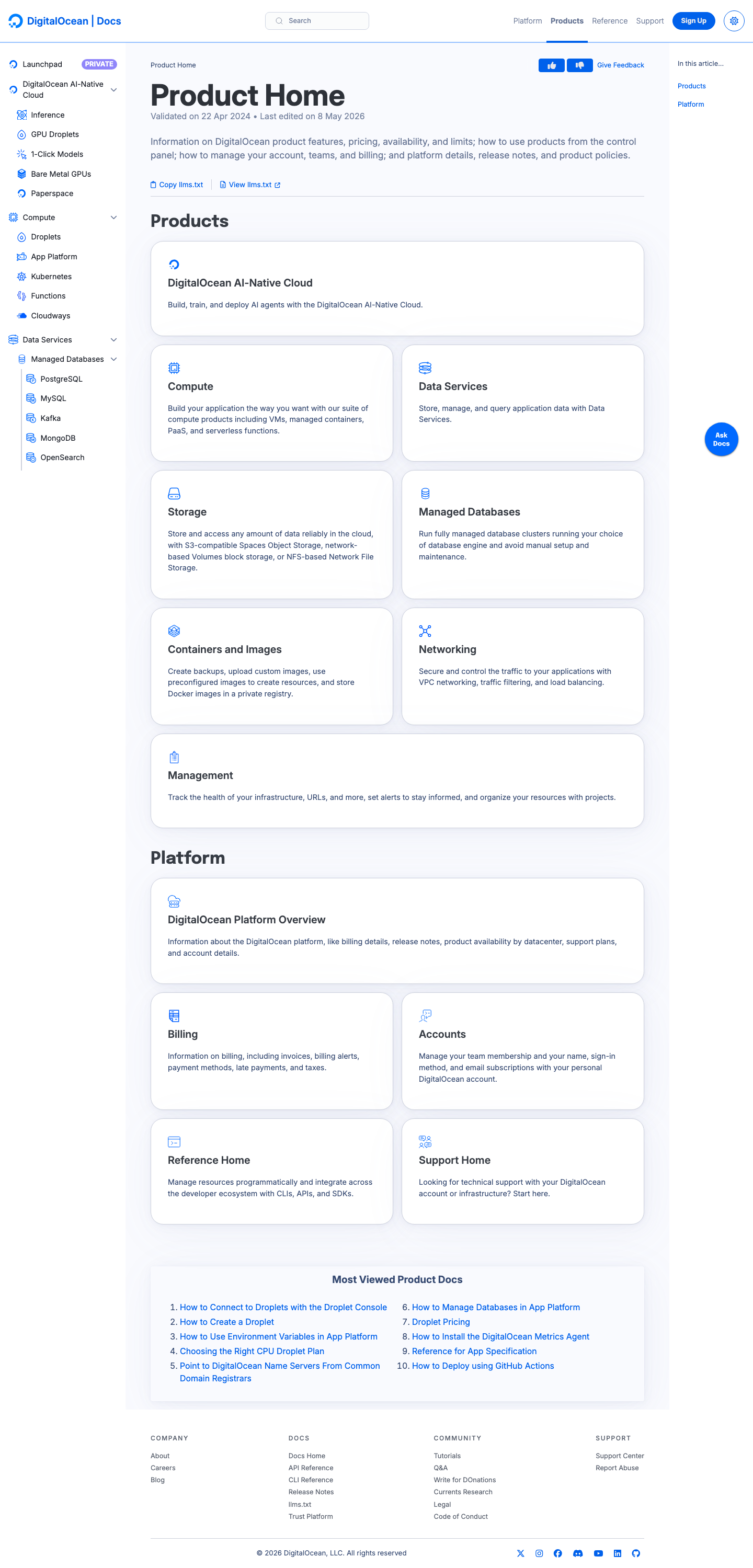 Digitalocean — Docs - full page scroll