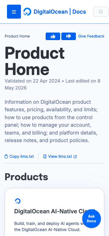 Digitalocean — Docs - mobile