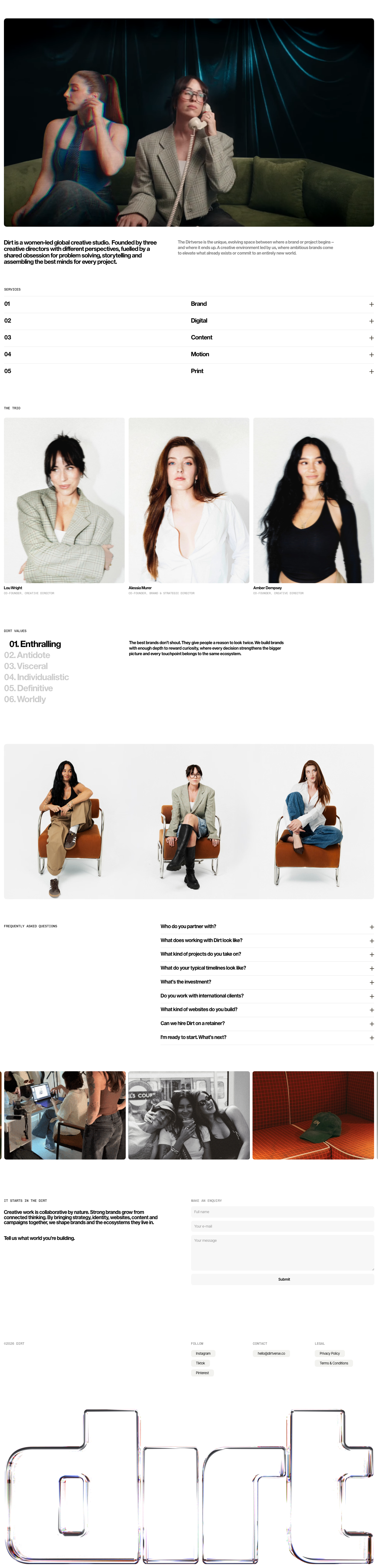 Dirt · About - full page scroll