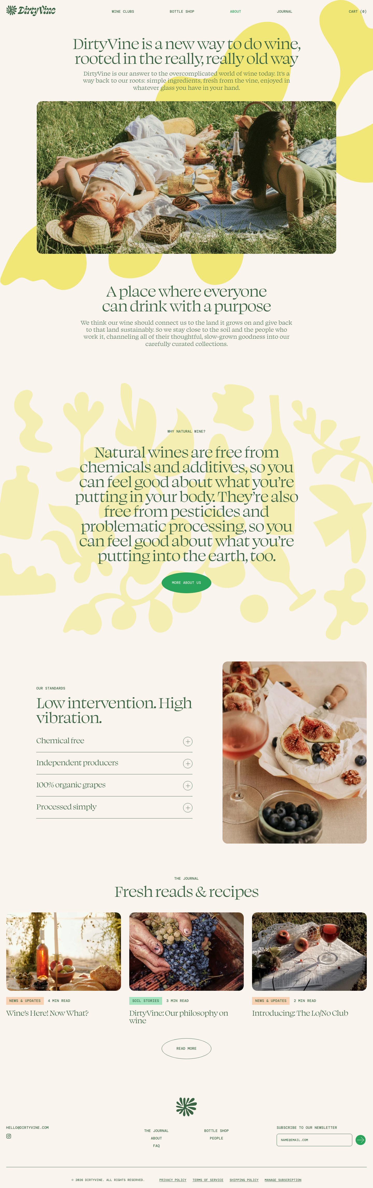 Dirty Vine · About - full page scroll