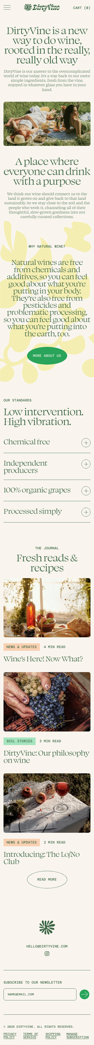 Dirty Vine · About - mobile full page