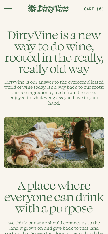 Dirty Vine · About - mobile