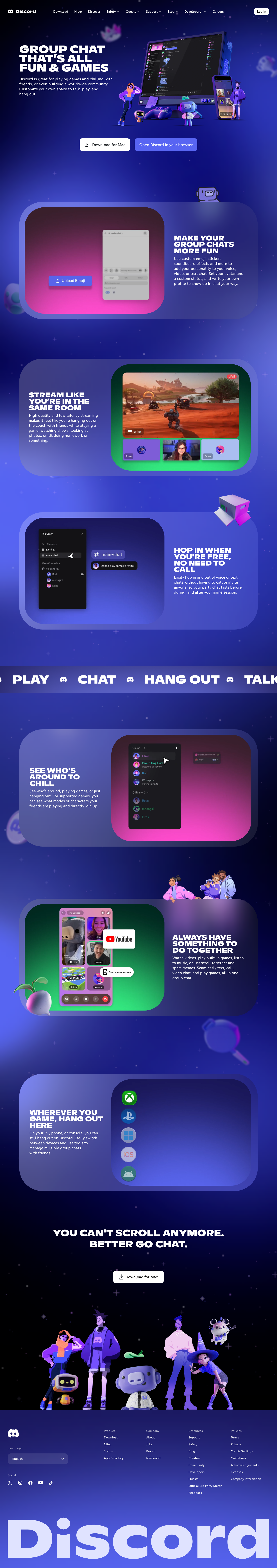 Discord - full page scroll
