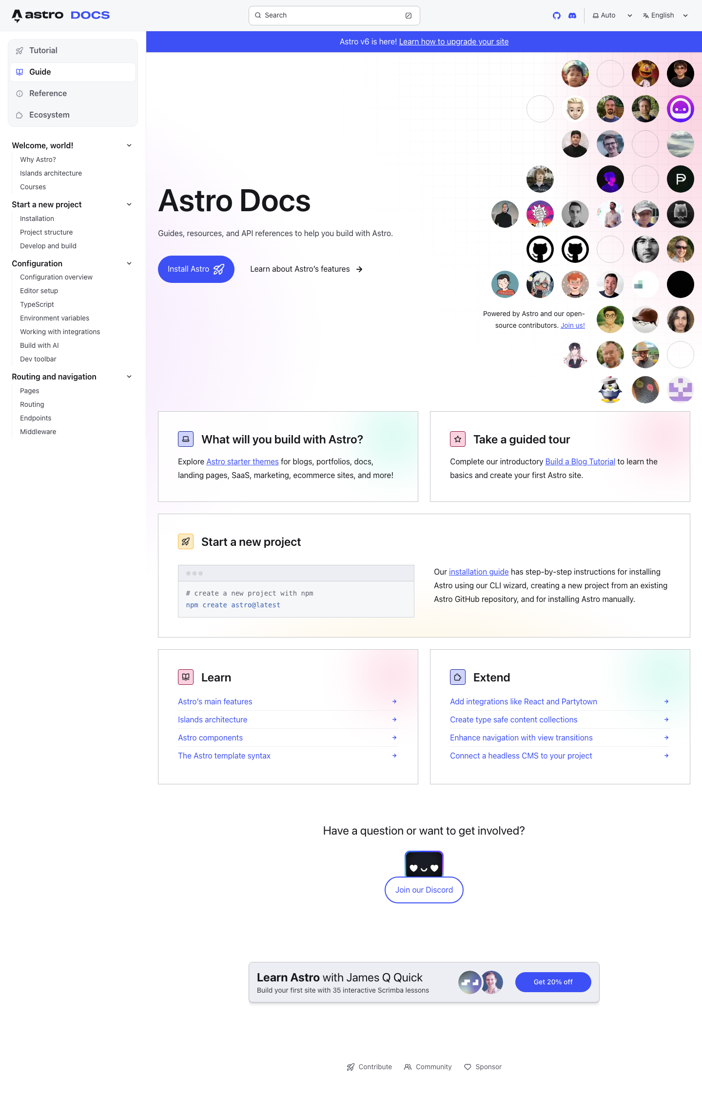 Docs Astro Build - full page scroll