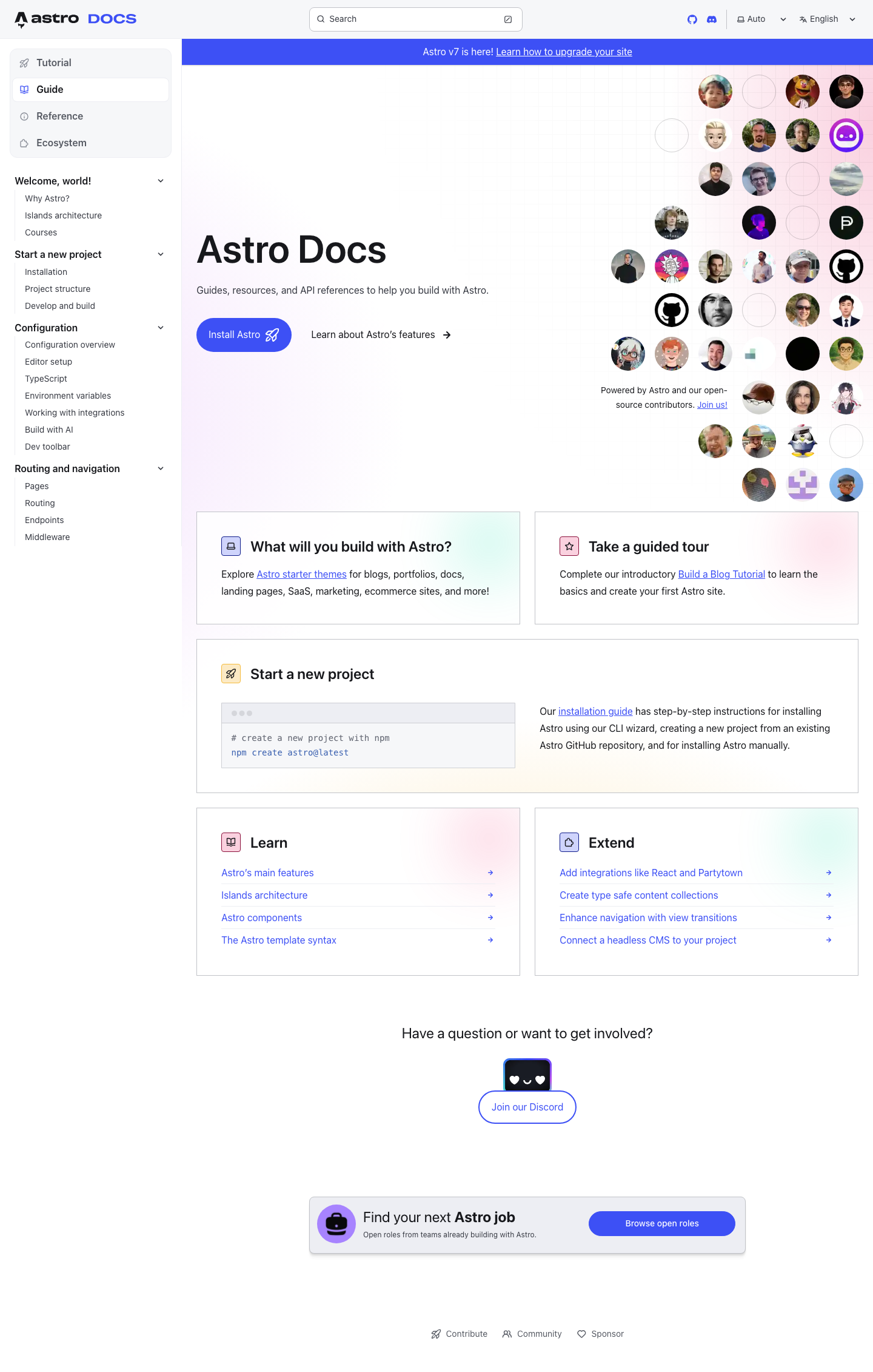 Docs Astro Build - mobile full page