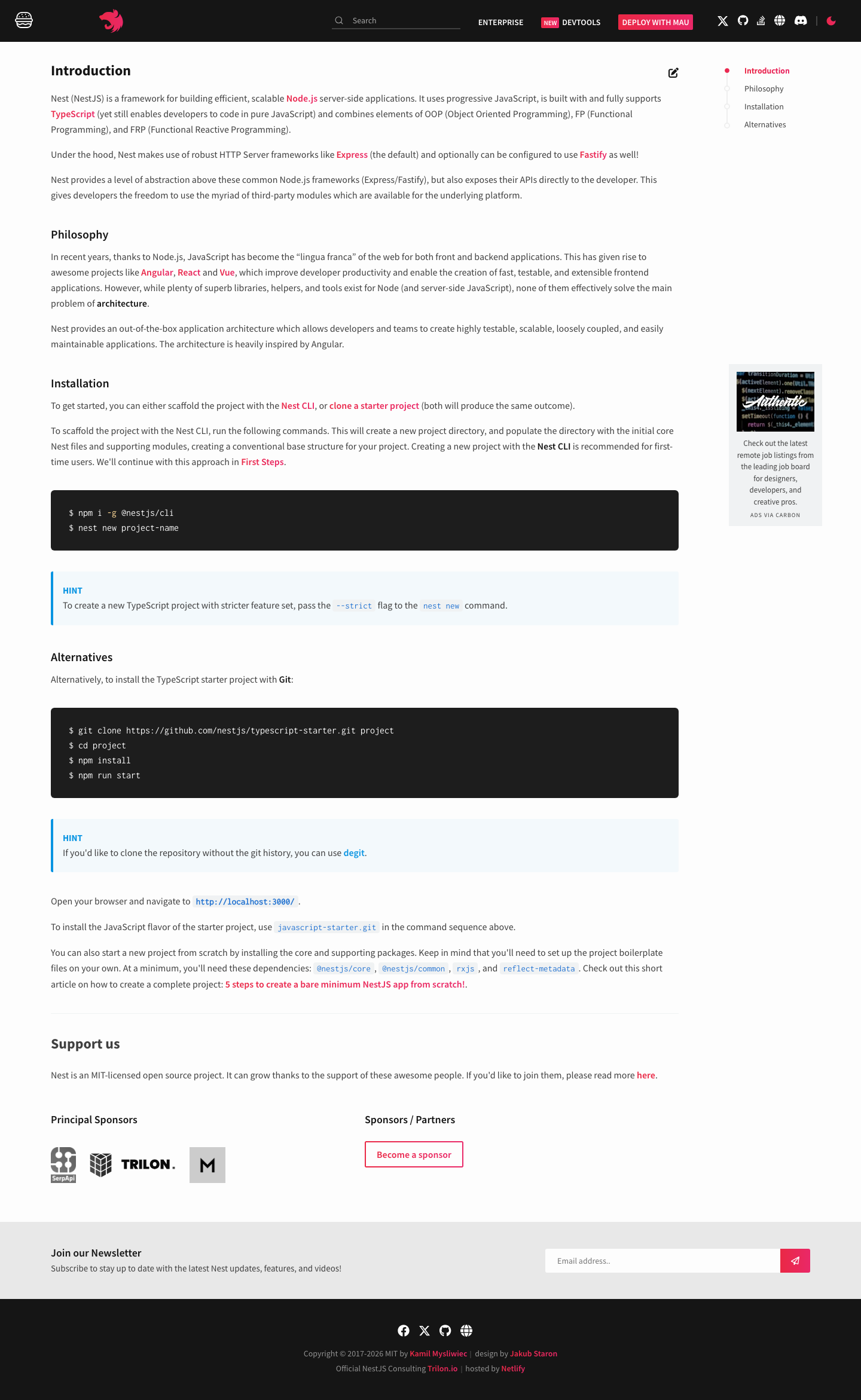 Docs Nestjs - mobile full page