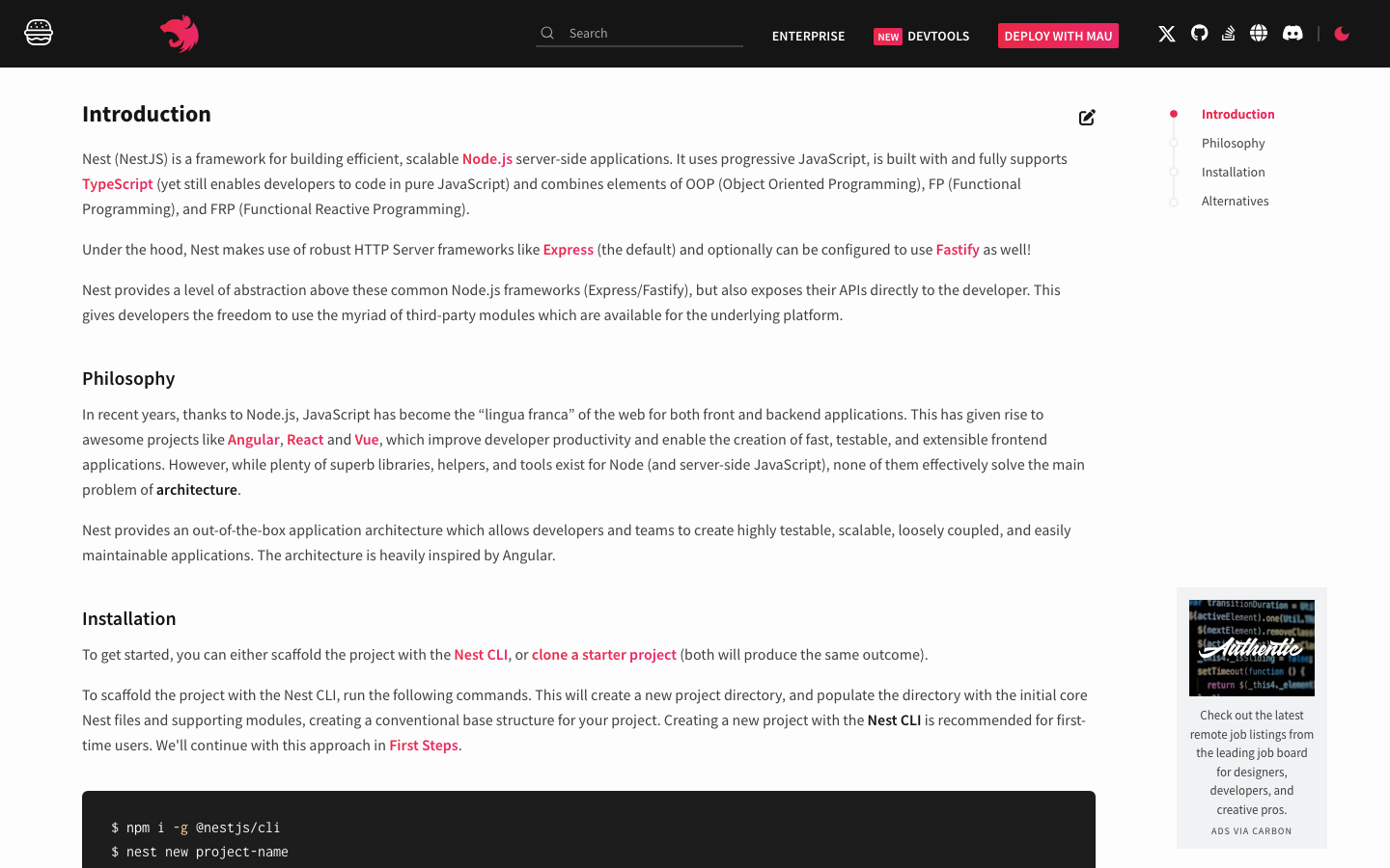 Docs Nestjs - mobile