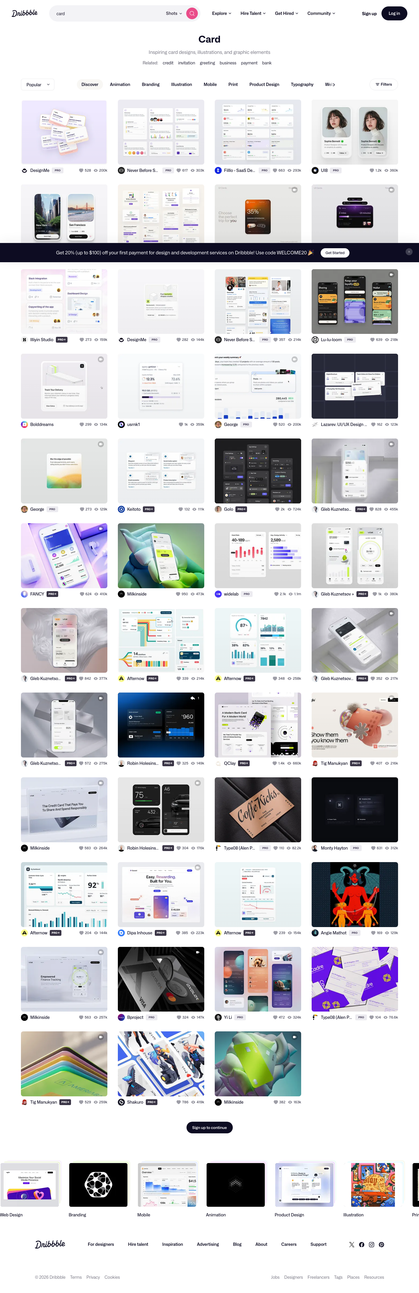 Dribbble - full page scroll