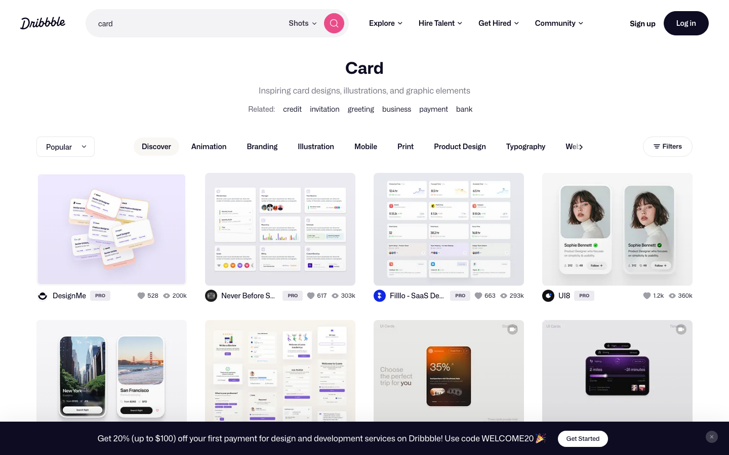 The layout prioritizes a clean, structured presentation of designer profiles. A grid of featured designers is offset by a prominent search bar, creating a balanced and functional experience. Typography is clean and legible, with ample white space. · designer showcase, creative portfolio, design platform, user profiles, grid layout, minimalist design, creative directory, dribbble search, design inspiration, online portfolio