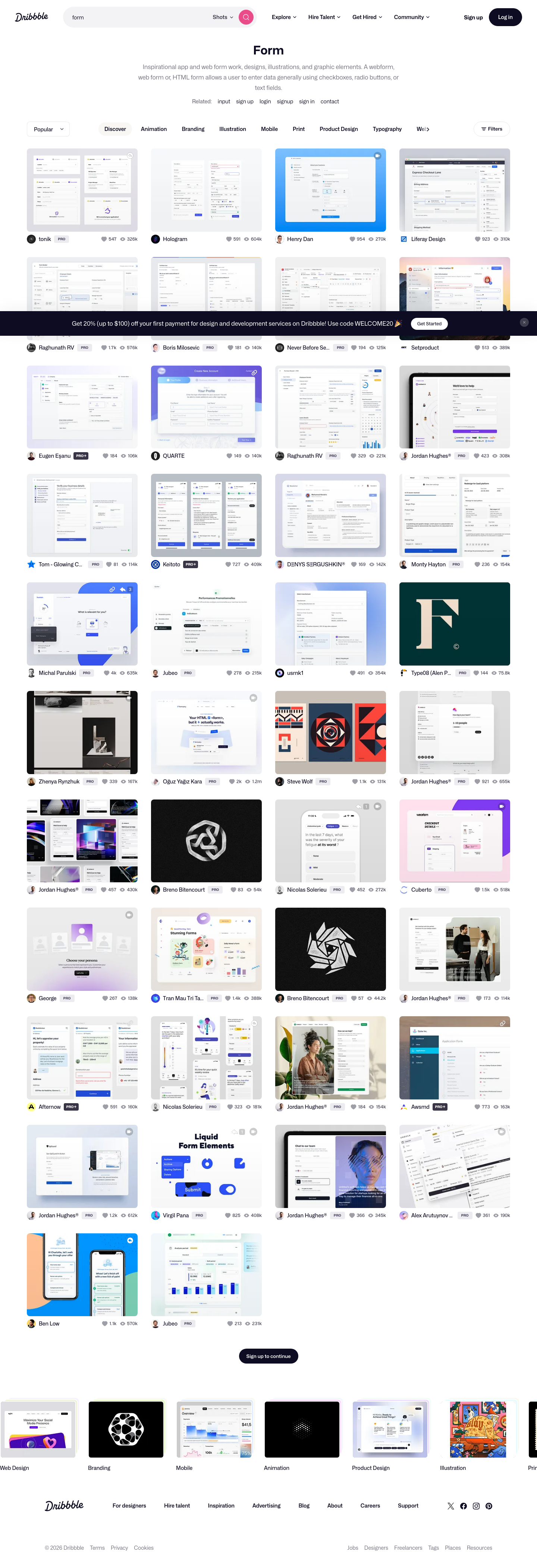 Dribbble - full page scroll