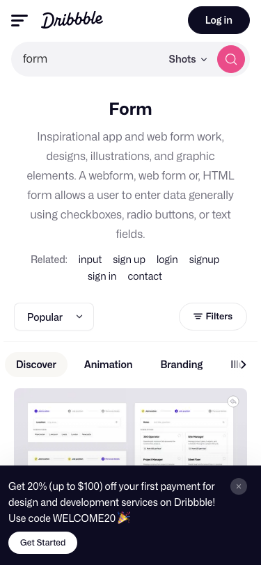 Dribbble - mobile