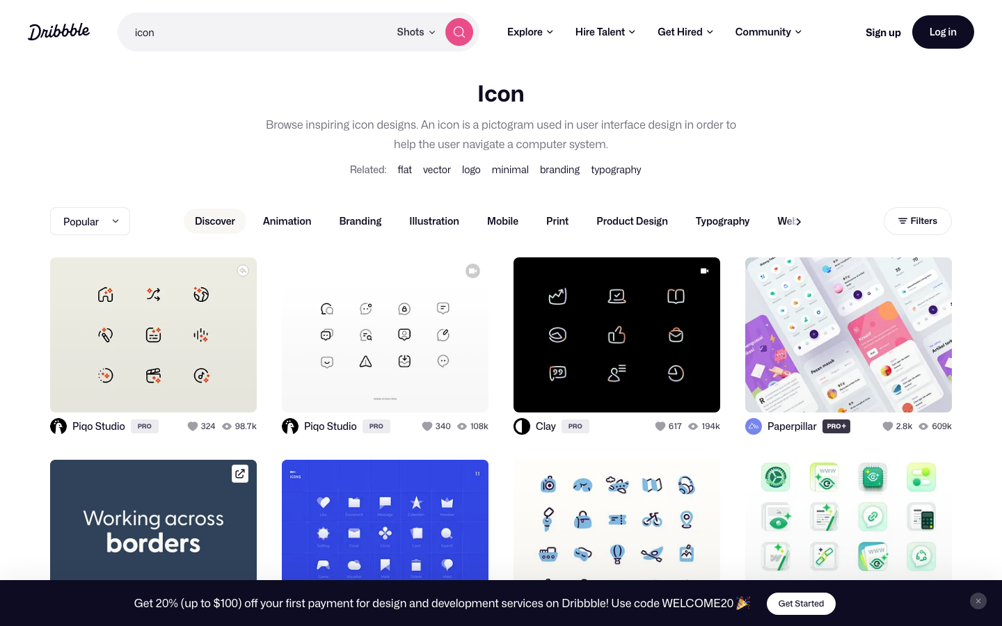 The layout prioritizes a clean, structured presentation of designer profiles. A grid of featured designers is offset by a prominent search bar, creating a balanced and functional experience. Typography is clean and legible, with ample white space. · designer showcase, creative portfolio, design platform, user profiles, grid layout, minimalist design, creative directory, dribbble search, design inspiration, online portfolio