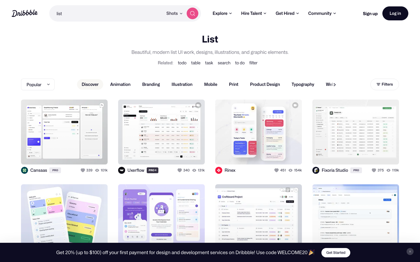 The layout prioritizes a clean, structured presentation of designer profiles. A grid of featured designers is offset by a prominent search bar, creating a balanced and functional experience. Typography is clean and legible, with ample white space. · designer showcase, creative portfolio, design platform, user profiles, grid layout, minimalist design, creative directory, dribbble search, design inspiration, online portfolio