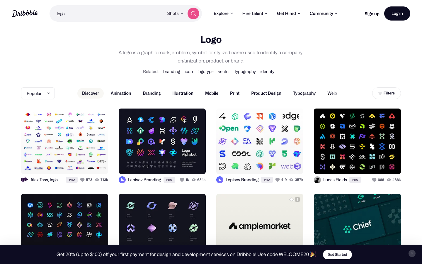 The layout prioritizes a clean, structured presentation of designer profiles. A grid of featured designers is offset by a prominent search bar, creating a balanced and functional experience. Typography is clean and legible, with ample white space. · designer showcase, creative portfolio, design platform, user profiles, grid layout, minimalist design, creative directory, dribbble search, design inspiration, online portfolio