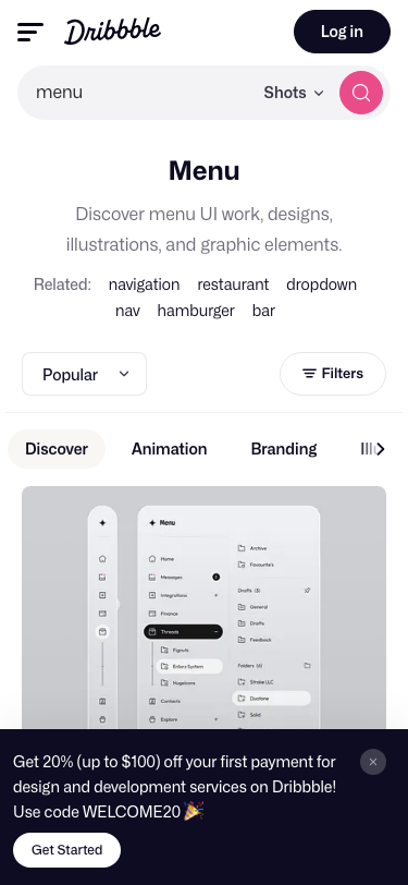Dribbble - mobile