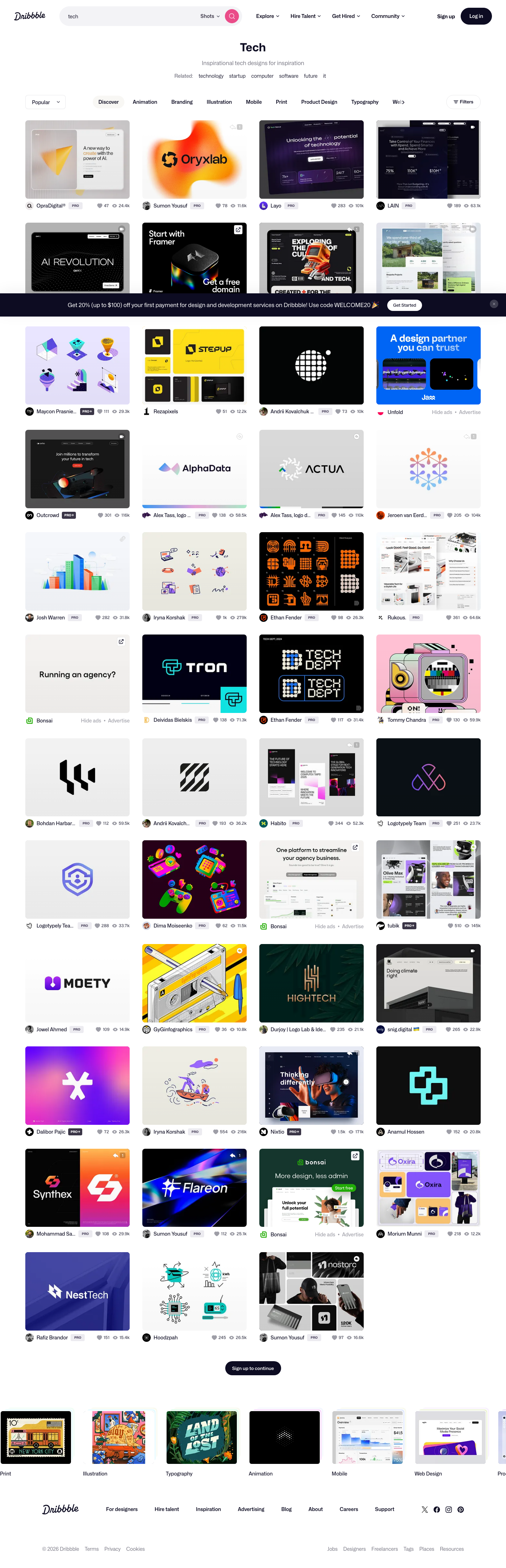Dribbble - full page scroll