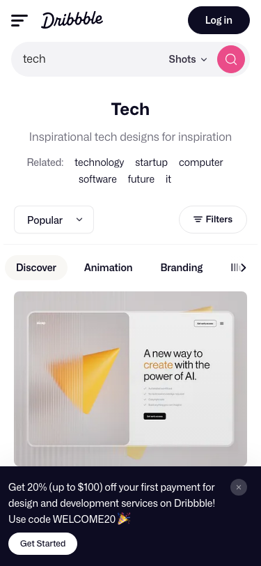Dribbble - mobile