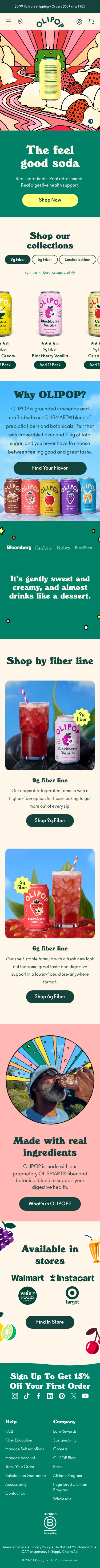 OLIPOP | Healthy Prebiotic Soda - mobile full page