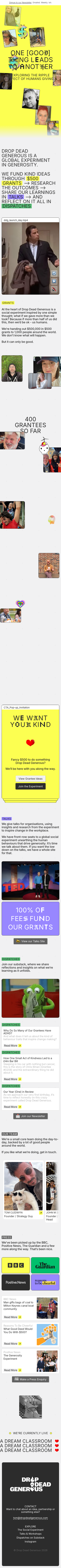 Drop Dead Generous | Global Generosity Experiment - mobile full page