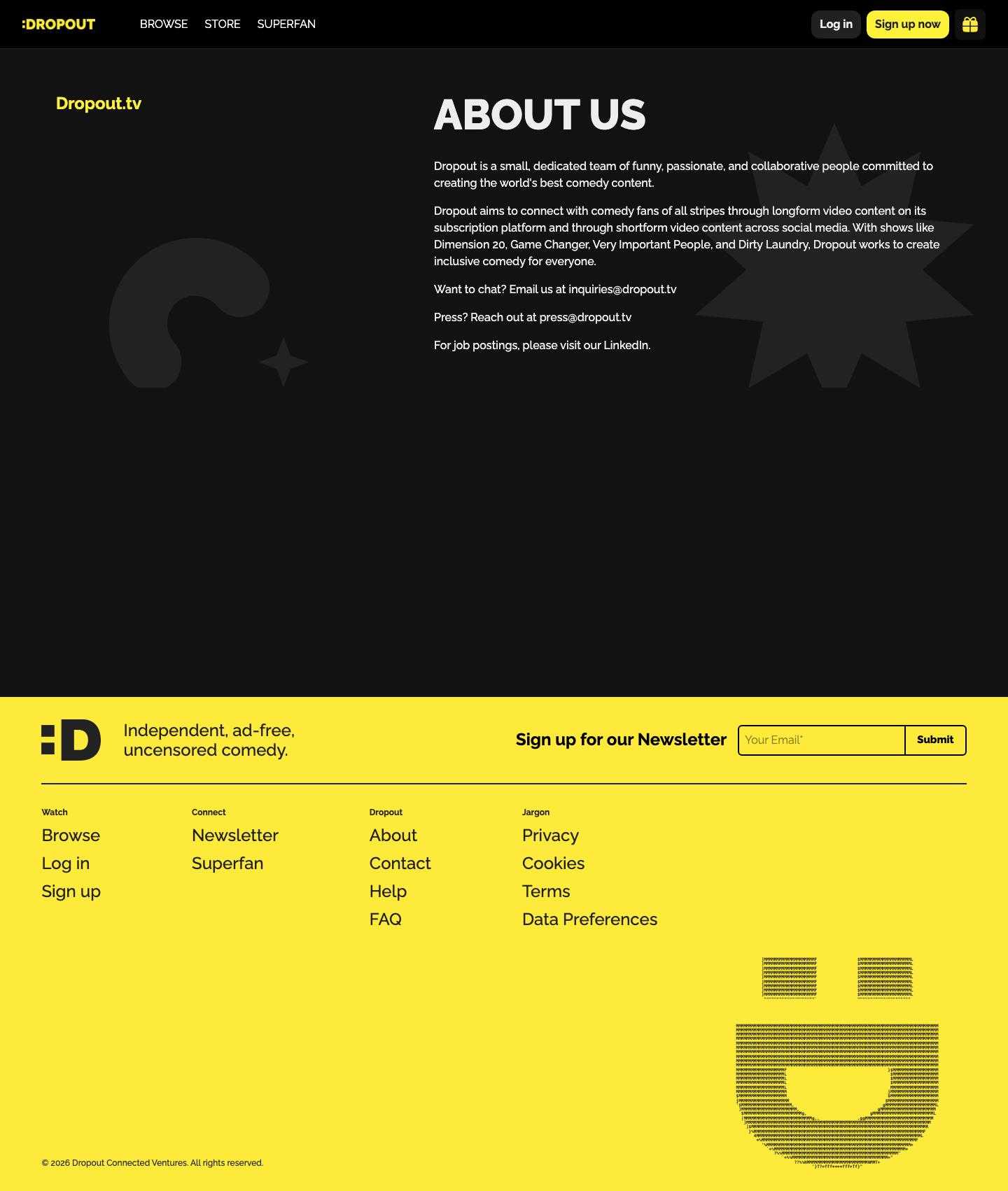 Dropout Tv — About - full page scroll