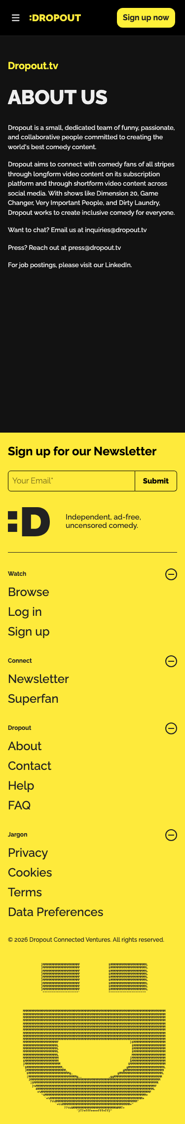 Dropout Tv — About - mobile full page