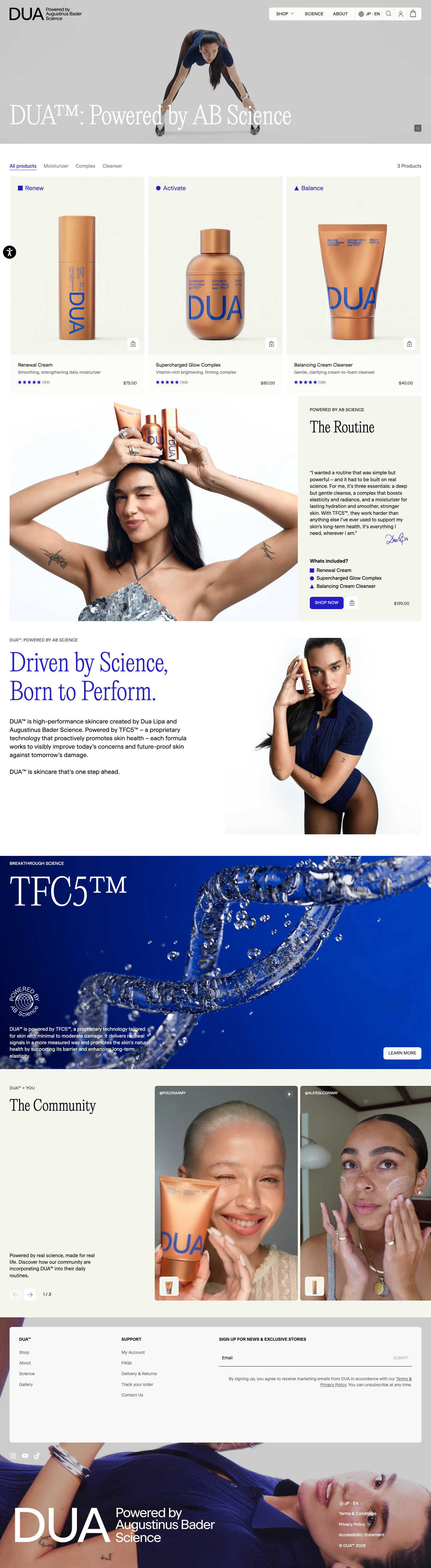 DUA™ · Skincare - full page scroll