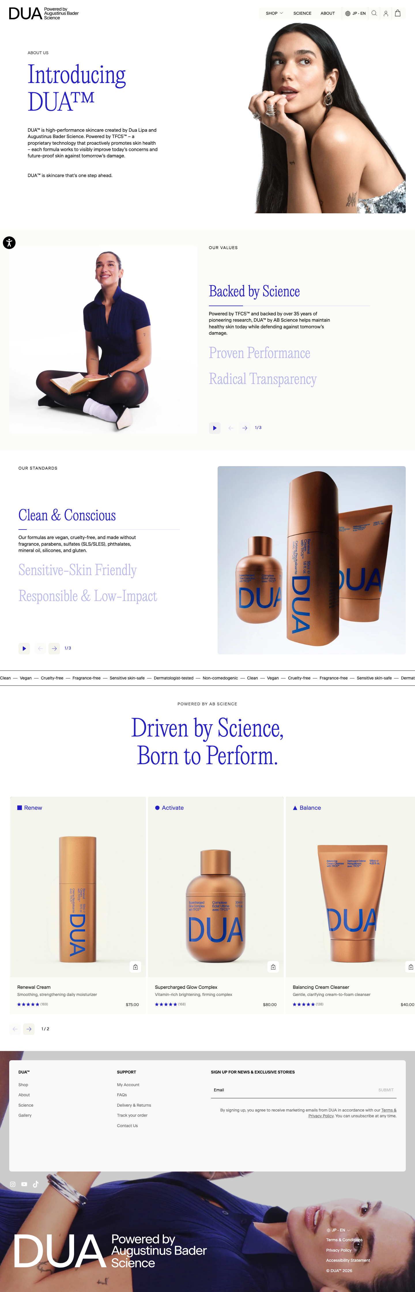 DUA™ · About - full page scroll