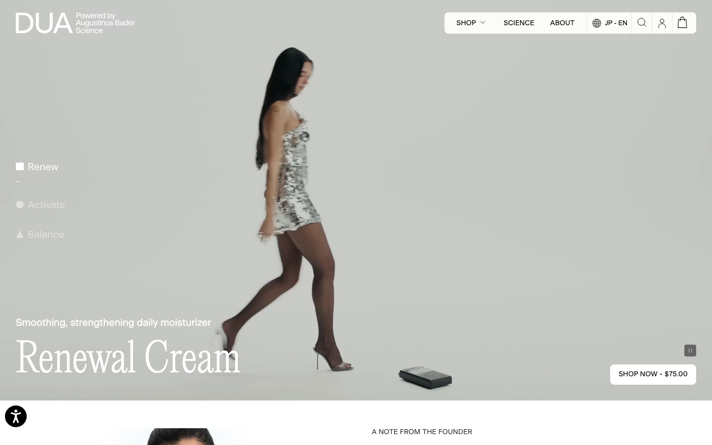 High-fashion editorial layout featuring a full-bleed image with an elegant serif typeface. The composition uses generous negative space and a muted, neutral palette to evoke luxury.  ·  luxury skincare hero, editorial ecommerce, minimalist beauty web, serif typography hero, high fashion layout
