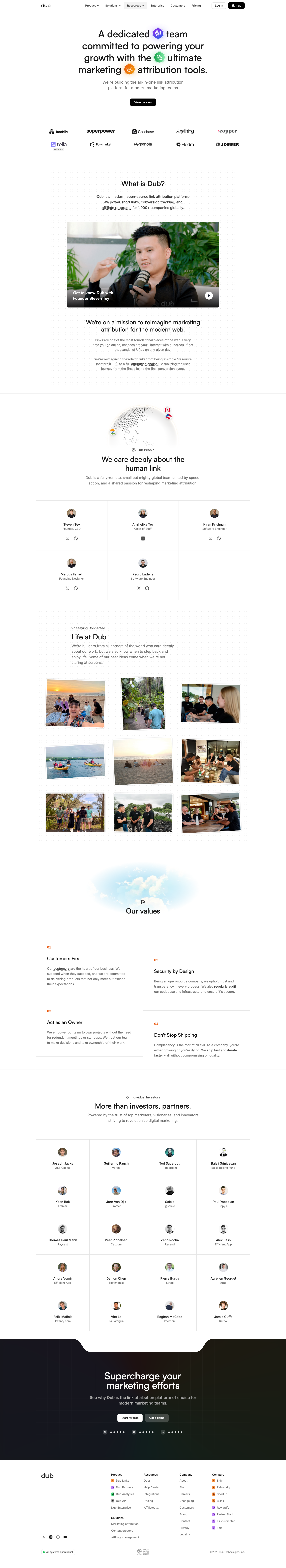 Dub — About - full page scroll