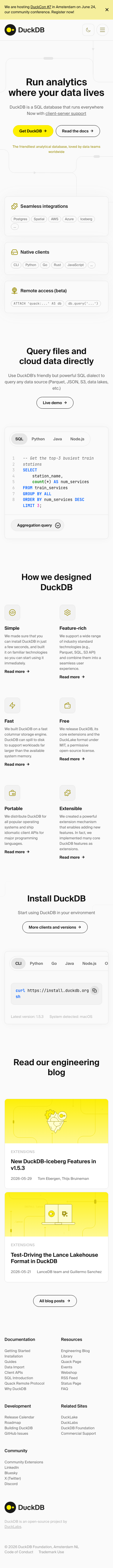 DuckDB – An in-process SQL OLAP database management system - mobile full page