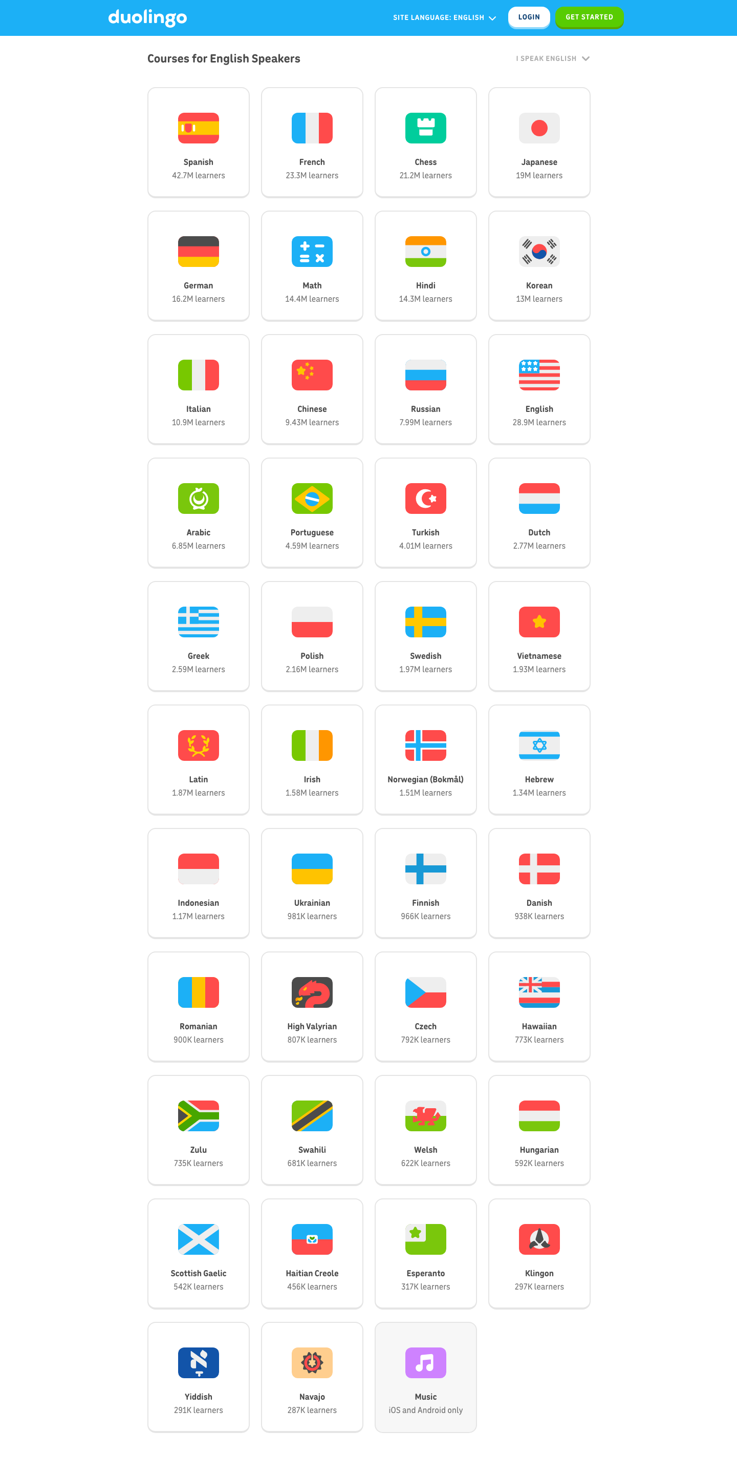 Duolingo - full page scroll