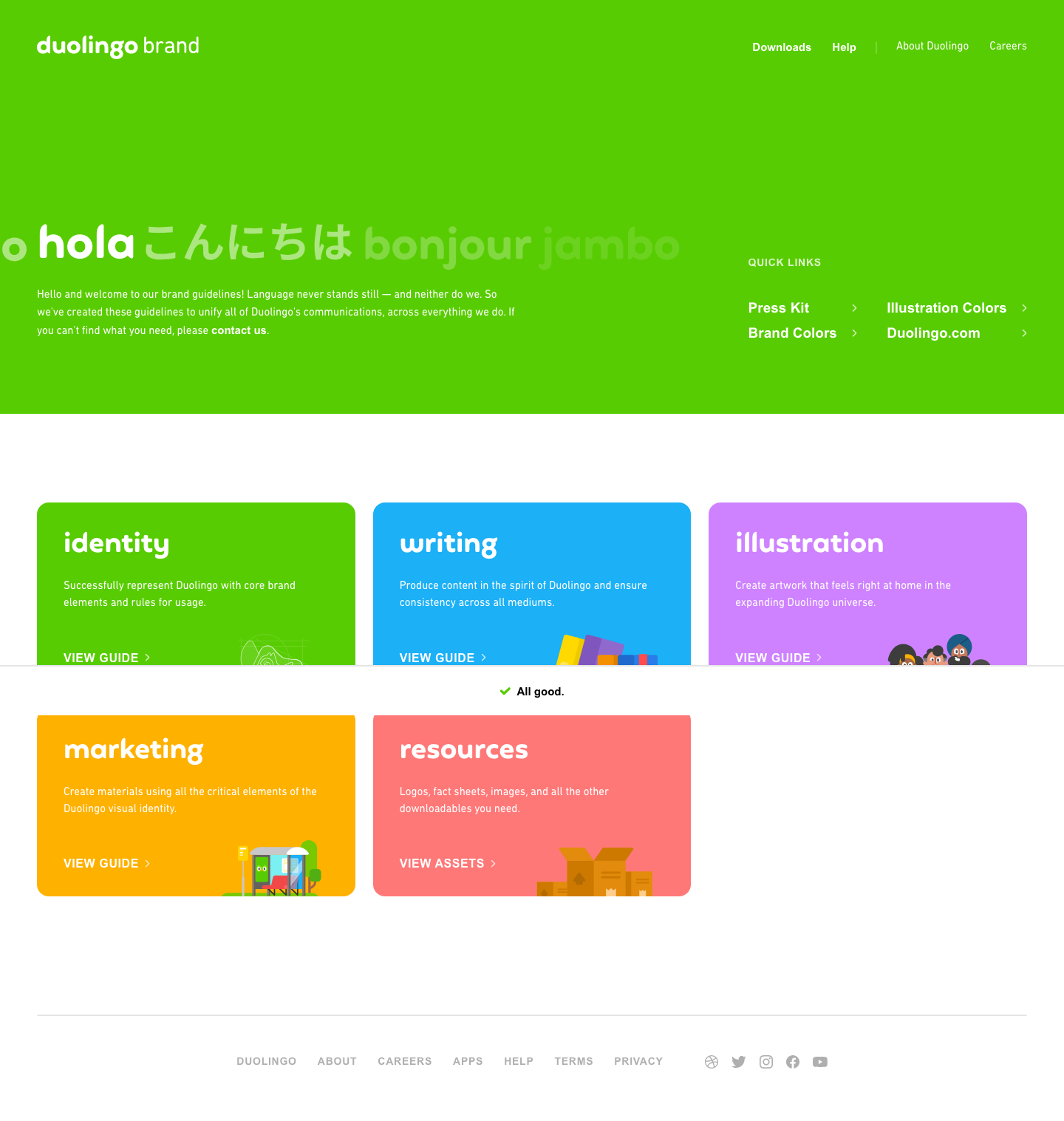 Duolingo - full page scroll