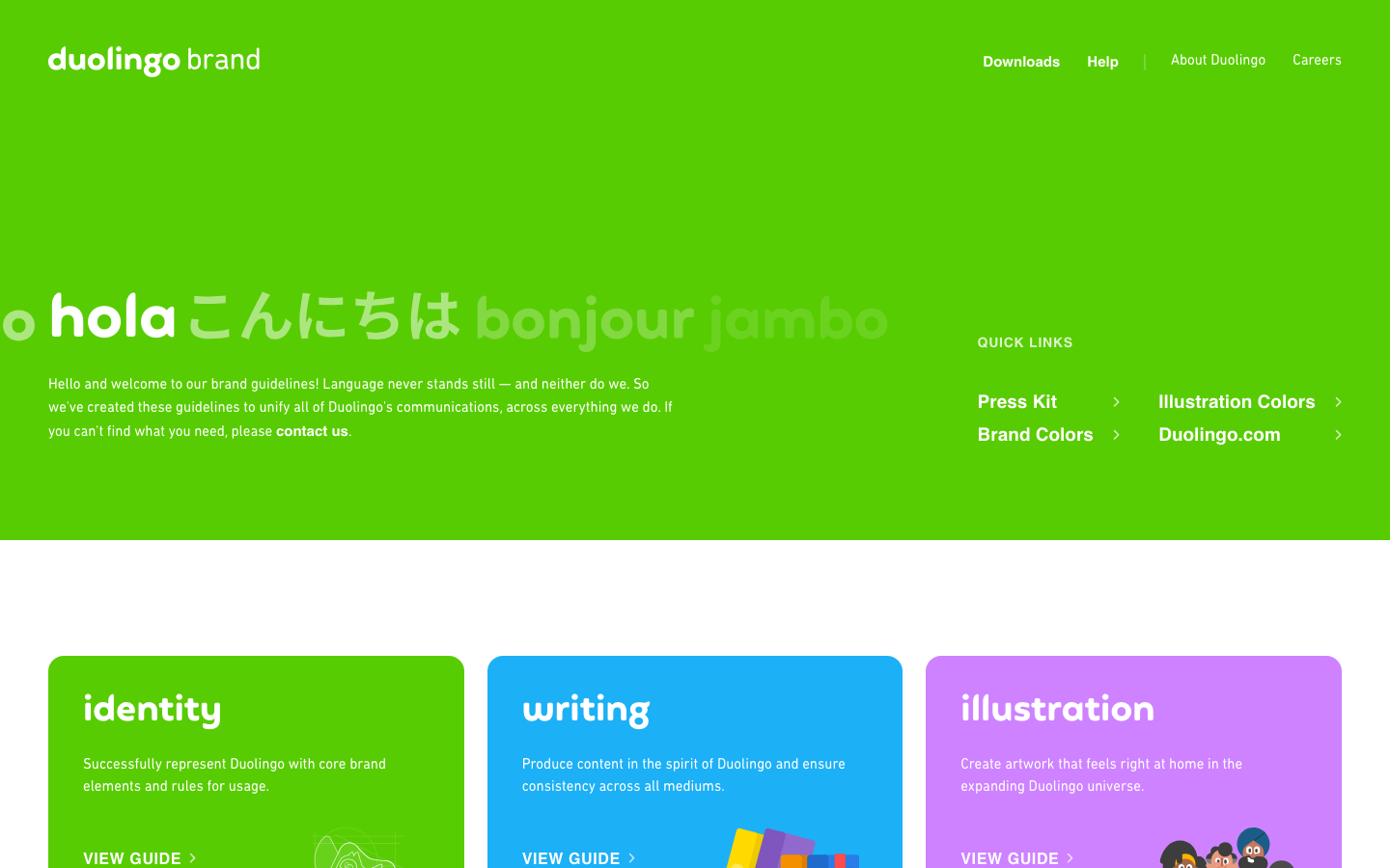 The layout uses a playful arrangement of illustrated characters and a clean, white background. The overall feel is light and inviting, prioritizing visual appeal and ease of navigation. · language learning, educational app, kids learning, colorful design, illustrated hero, playful interface, duolingo landing page, learn languages