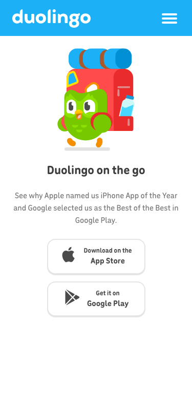 Duolingo - mobile full page