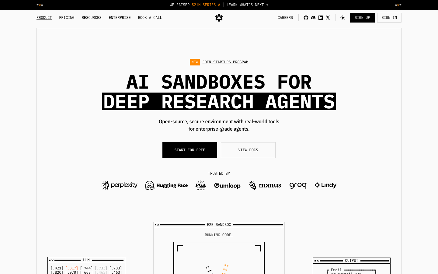 The page presents a stark, technical interface with a prominent code display. Typography is clean and functional, prioritizing readability over ornamentation. The overall aesthetic is utilitarian and focused on the tool itself. · ai sandbox, llm playground, developer tools, code editor, terminal interface, ai research, deep learning, sandbox environment