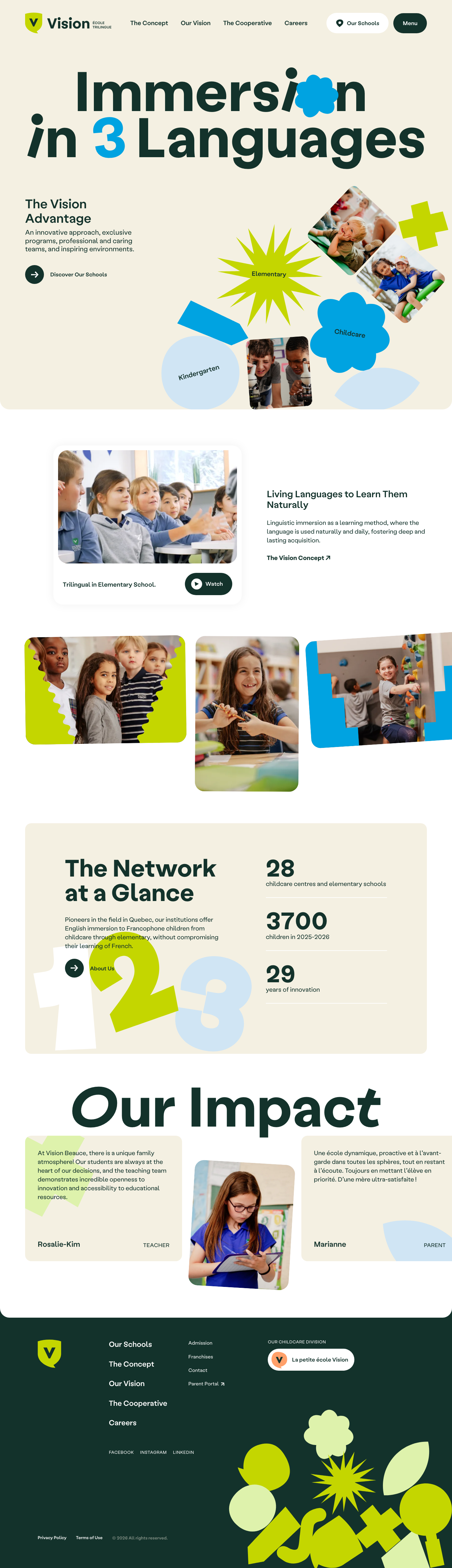 Vision Trilingual School - full page scroll