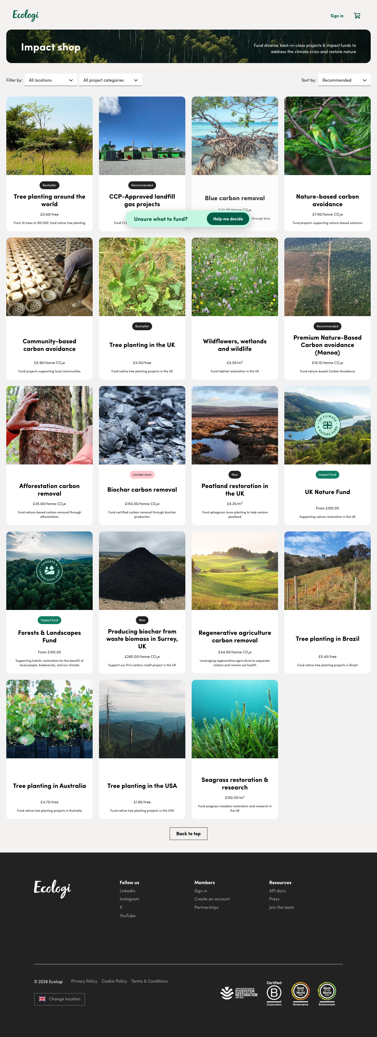 Ecologi - full page scroll