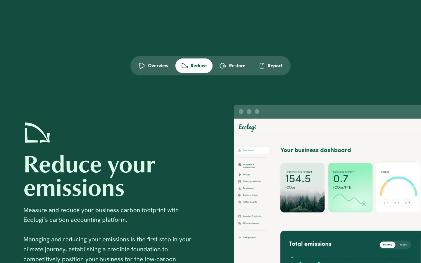 Ecologi - The page uses a clean, airy layout with ample white space and soft, muted greens. Photography is integrated seamlessly, creating a sense of calm and connection to nature. Typography is understated, prioritizing readability and a sense of trustworthiness.  ·  climate action, sustainability, carbon emissions, environmental impact, eco-friendly, impact investing, green initiatives, climate solutions, environmental organization, ecologi