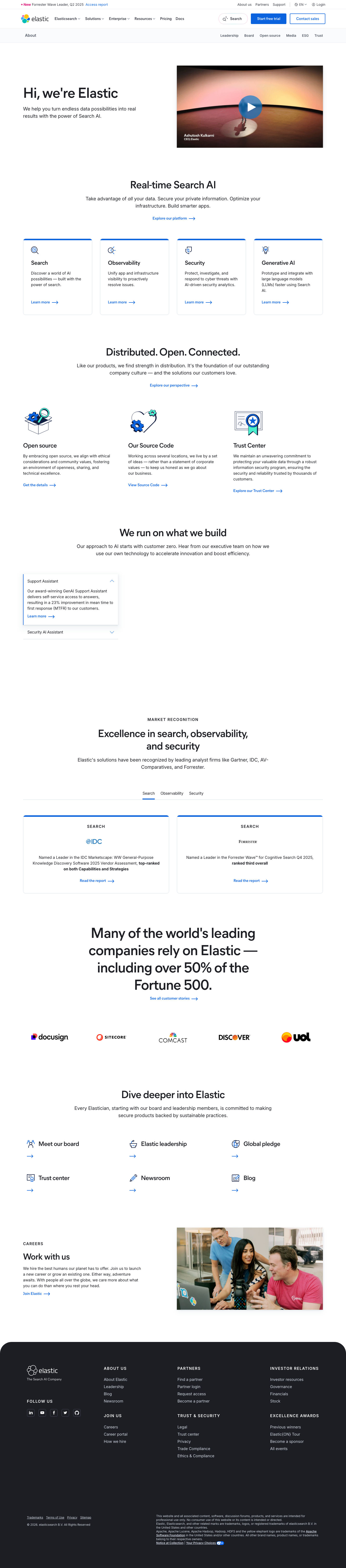 Elastic — About - full page scroll