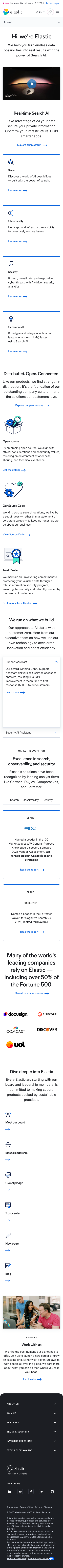 Elastic — About - mobile full page