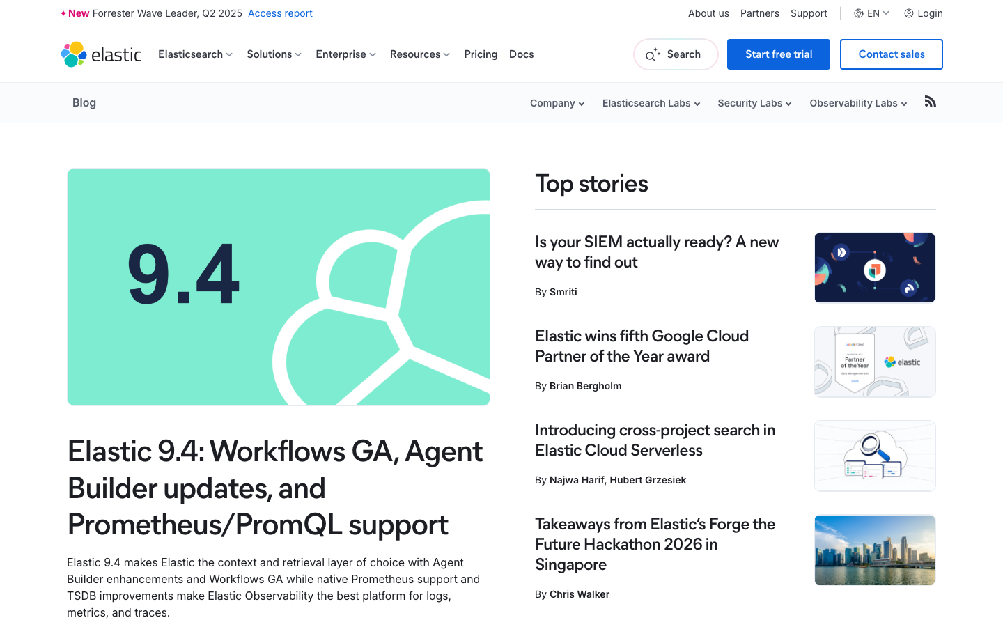 The page uses a clean, grid-based layout to showcase key product features with concise descriptions and strong visual emphasis on numbers and calls to action. The overall feel is efficient and data-driven. · saas landing page, developer tools, ai platform, data analytics, search engine, elastic search, technology website
