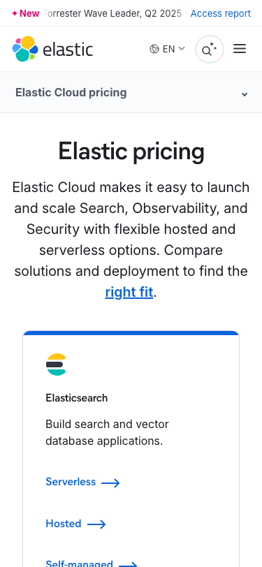 Elastic — Pricing - mobile