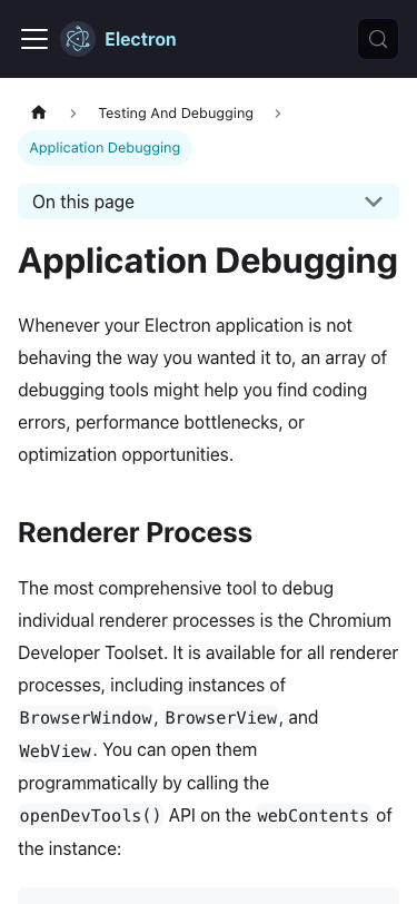 Electronjs — Docs - mobile