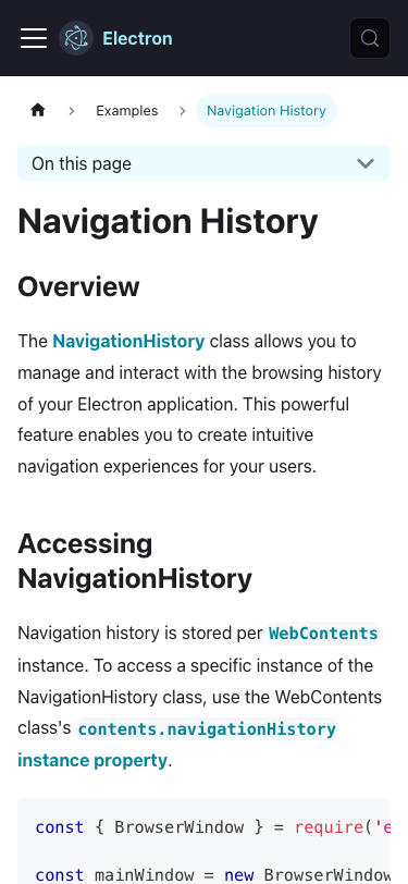 Electronjs — Docs - mobile