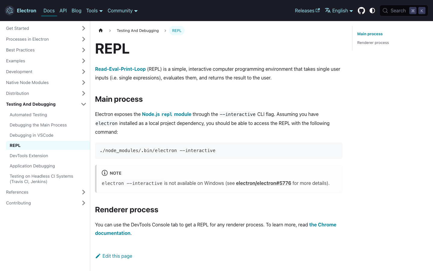 The layout utilizes a grid of distinct, equally sized blocks to present key features. Clean typography and ample negative space create a sense of clarity and technical precision. The overall feel is functional and straightforward.  ·  electron js, developer tools, desktop apps, javascript framework, cross-platform, dark ui, technical website, minimalist design, feature blocks, saas tools