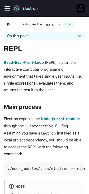 Electronjs — Docs - mobile
