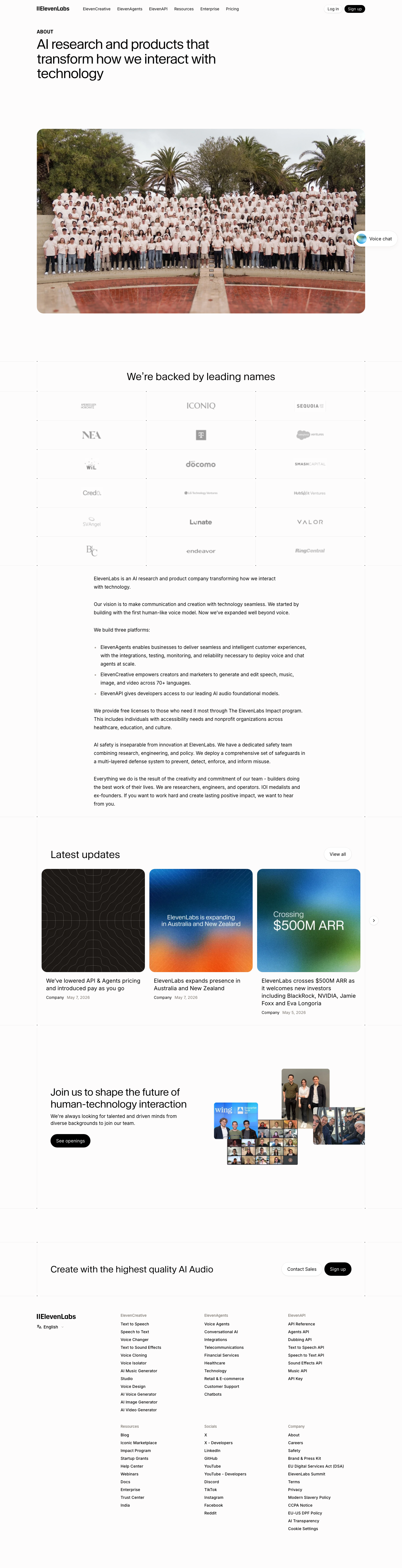 Elevenlabs — About - full page scroll