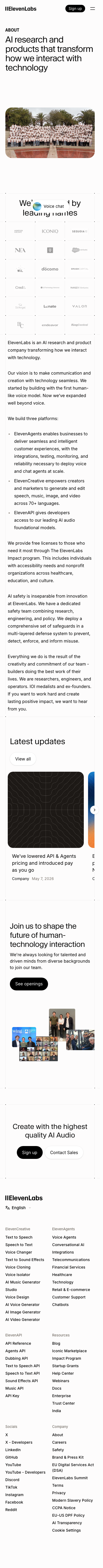 Elevenlabs — About - mobile full page