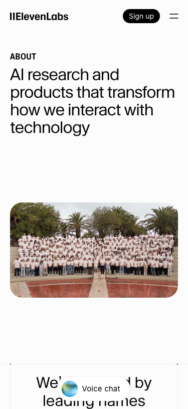 Elevenlabs — About - mobile