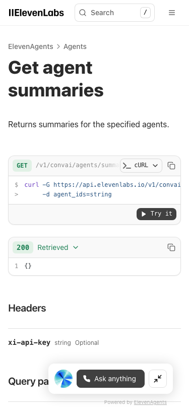Elevenlabs — Docs - mobile